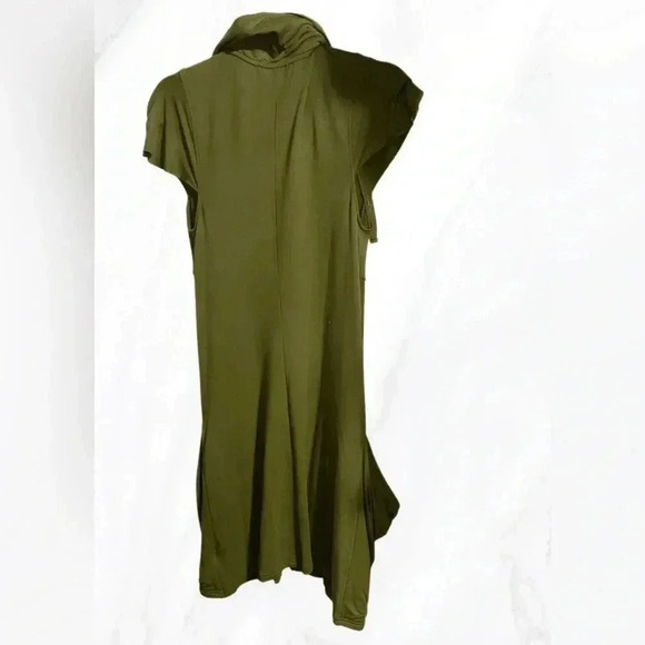 Philosophy stretchy cap sleeve 1/2 zip green slouchy pocket midi dress  S - Picture 3 of 5